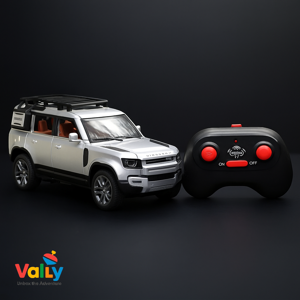 "VALLY RC Defender Car – 1:22 Scale Metal Body Remote Control Car with Smoke Effect & Lights"